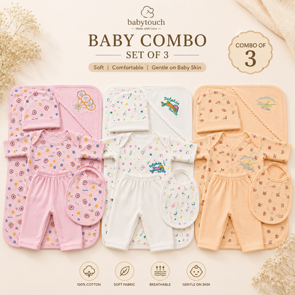 Combo of 3 Baby Touch Premium Newborn Gift Set (5-Piece)
