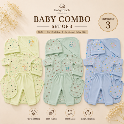 Combo of 3 Baby Touch Premium Newborn Gift Set (5-Piece)