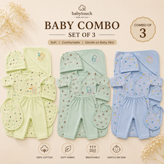 Combo of 3 Baby Touch Premium Newborn Gift Set (5-Piece)