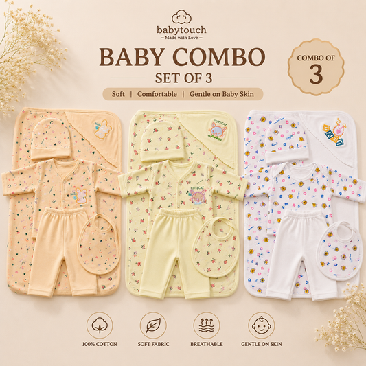 Combo of 3 Baby Touch Premium Newborn Gift Set (5-Piece)