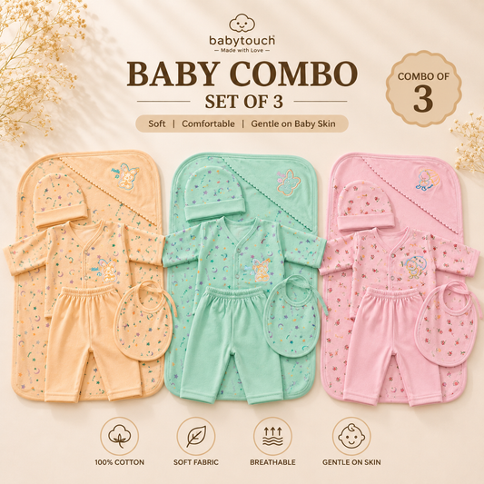 Combo of 3 Baby Touch Premium Newborn Gift Set (5-Piece)